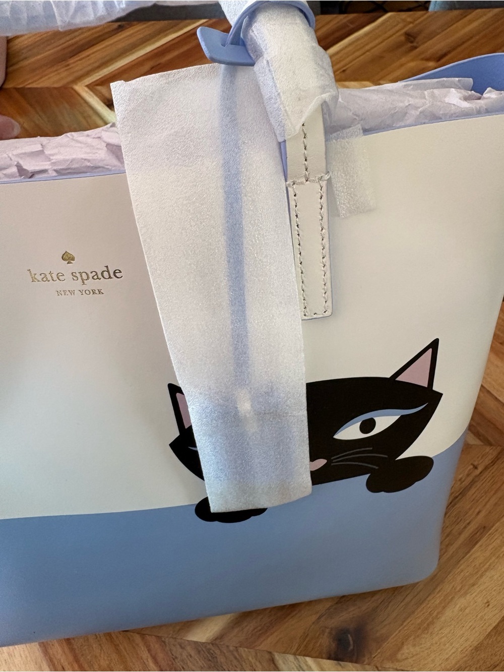 Kate Spade New York Jazz Things Up Little Len Peeking Cat Tote RARE - Picture 5 of 6